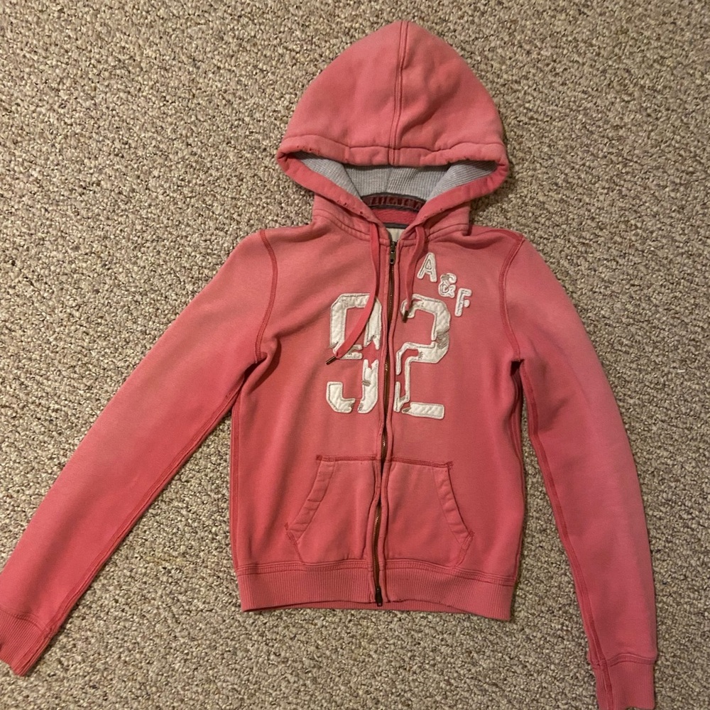 Abercrombie and Fitch pink zip hoodie size medium